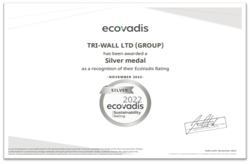 EcoVadis Silver medal sustainability rating badge